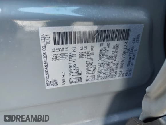 ✅ 2025 Nissan Rogue SV • VIN: 5N1BT3BB3SC788124 • Lot: 41527086. Listed on IAAI with 4,589 mi. Free auction sales archive from the USA and detailed vehicle history report at DreamBid. Image 9.