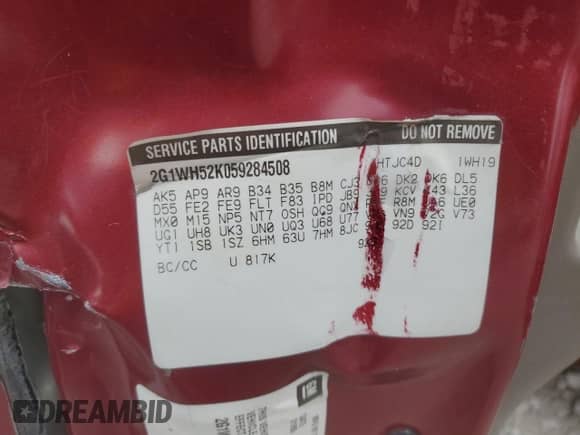 2005 Chevrolet Impala LS z VIN 2G1WH52K059284508, wystawiony jako Copart lot #68108004 z przebiegiem 160 683 mil mil oraz Szkoda całkowita • Salvage title. Historia ofert i sprzedaży dostępna na DreamBid. Obrazek 12.