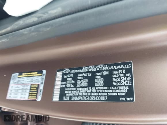 ✅ 2024 Hyundai Santa Fe Limited • VIN: 5NMP4DGL0RH001012 • Lot: 42835747. Listed on IAAI with 3,917 mi. Free auction sales archive from the USA and detailed vehicle history report at DreamBid. Image 9.