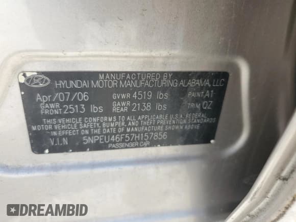 ✅ 2007 Hyundai Sonata SE • VIN: 5NPEU46F57H157856 • Лот: 57681614. Опубликован ранее на Copart с пробегом 254 770 миль. Бесплатный доступ к архиву аукционных продаж из США и подробный отчёт об истории автомобиля на DreamBid. Изображение 14.