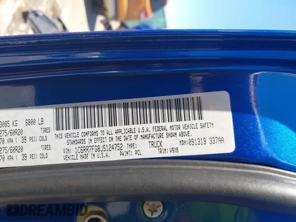✅ 2018 Ram 1500 Tradesman • VIN: 1C6RR7FG8JS124752 • Lot: 42716477. Listed on IAAI with 90,692 mi. Free auction sales archive from the USA and detailed vehicle history report at DreamBid. Image 9.