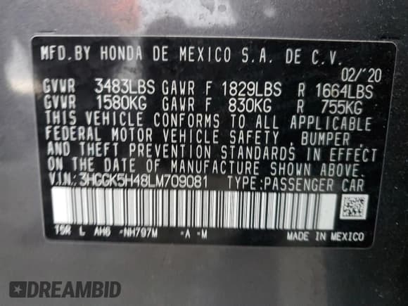 ✅ 2020 Honda Fit LX • VIN: 3HGGK5H48LM709081 • Lot: 73429573. Listed on Copart with 9,286 mi. Free auction sales archive from the USA and detailed vehicle history report at DreamBid. Image 15.