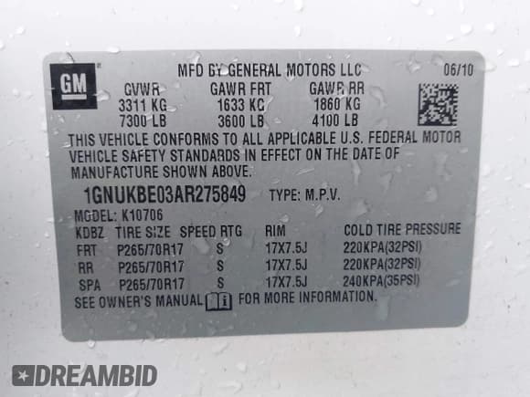 ✅ 2010 Chevrolet Tahoe LT • VIN: 1GNUKBE03AR275849 • Лот: 43560209. Опубликован ранее на IAAI с пробегом 197 506 миль. Бесплатный доступ к архиву аукционных продаж из США и подробный отчёт об истории автомобиля на DreamBid. Изображение 9.