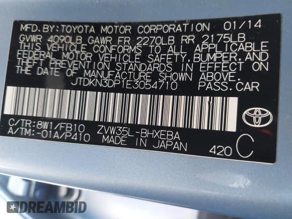 ✅ 2014 Toyota Prius • VIN: JTDKN3DP1E3054710 • Лот: 41421809. Опубликован ранее на IAAI с пробегом 113 607 миль. Бесплатный доступ к архиву аукционных продаж из США и подробный отчёт об истории автомобиля на DreamBid. Изображение 9.