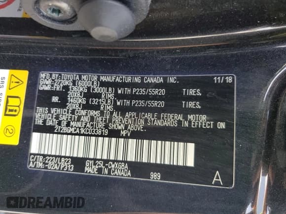 ✅ 2019 Lexus RX 450h • VIN: 2T2BGMCA1KC033819 • Lot: 71894105. Listed on Copart with 57,055 mi. Free auction sales archive from the USA and detailed vehicle history report at DreamBid. Image 13.