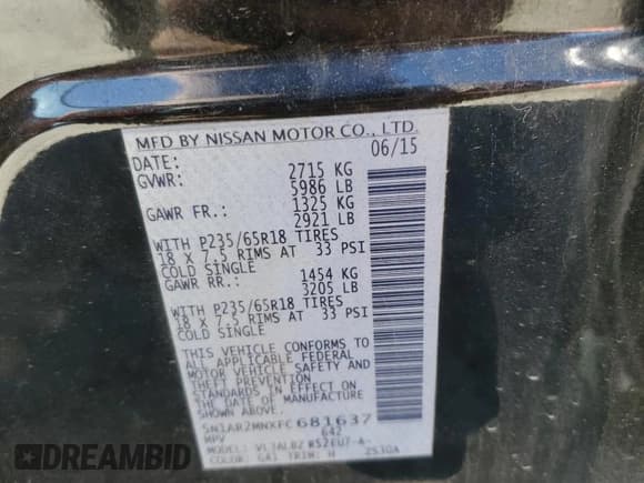 ✅ 2015 Nissan Pathfinder Platinum • VIN: 5N1AR2MNXFC681637 • Лот: 86086225. Опубликован ранее на Copart с пробегом 143 079 миль. Бесплатный доступ к архиву аукционных продаж из США и подробный отчёт об истории автомобиля на DreamBid. Изображение 14.