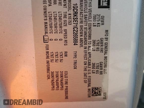 ✅ 2012 Chevrolet Silverado 1500 LT • VIN: 1GCRKSE71CZ265884 • Lot: 71270664. Listed on Copart with 224,318 mi. Free auction sales archive from the USA and detailed vehicle history report at DreamBid. Image 12.