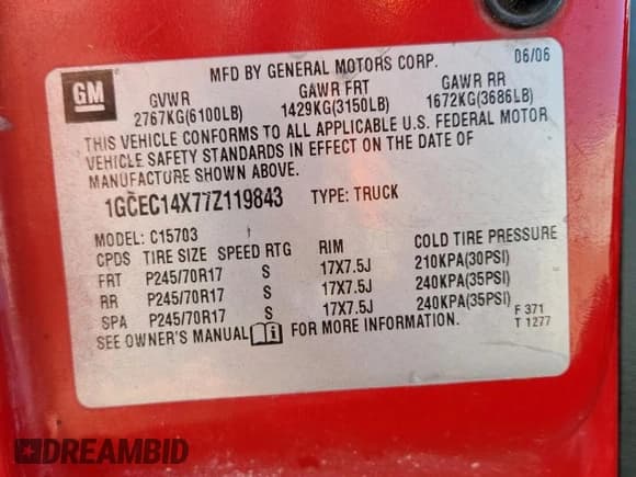 ✅ 2007 Chevrolet Silverado 1500 Work Truck • VIN: 1GCEC14X77Z119843 • Lot: 82464905. Listed on Copart with 265,124 mi. Free auction sales archive from the USA and detailed vehicle history report at DreamBid. Image 12.