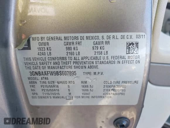 ✅ 2011 Chevrolet HHR LS • VIN: 3GNBAAFW9BS607895 • Lot: 42029086. Listed on IAAI with 98,149 mi. Free auction sales archive from the USA and detailed vehicle history report at DreamBid. Image 9.