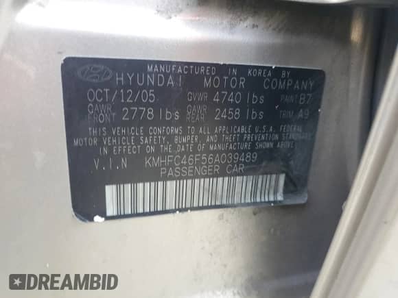 2006 Hyundai Azera SE с VIN KMHFC46F56A039489, выставлен на аукционе Copart как лот 86873074 с пробегом 88 264 миль миль и Чистый • Clean title. История ставок и продаж доступна на DreamBid. Изображение 12.