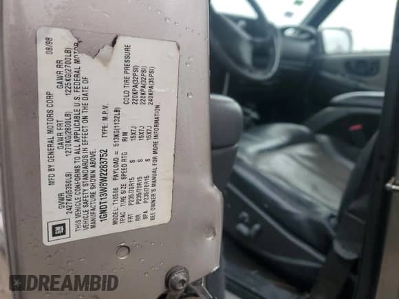 1998 Chevrolet Blazer LT с VIN 1GNDT13W8W2283752, выставлен на аукционе Copart как лот 80677034 с пробегом 254 376 миль миль и Списание • Salvage title. История ставок и продаж доступна на DreamBid. Изображение 15.