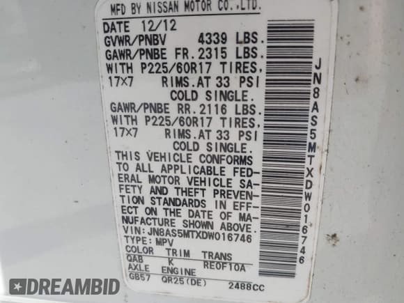 ✅ 2013 Nissan Rogue SL • VIN: JN8AS5MTXDW016746 • Lot: 43517951. Wystawiony na IAAI z przebiegiem 142 493 mil. Bezpłatny archiwum sprzedaży aukcyjnych z USA i szczegółowy raport historii pojazdu na DreamBid. Zdjęcie 9.