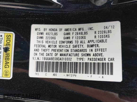 ✅ 2012 Acura TL Technology • VIN: 19UUA9E59CA010002 • Lot: 43364728. Listed on IAAI with 146,518 mi. Free auction sales archive from the USA and detailed vehicle history report at DreamBid. Image 9.