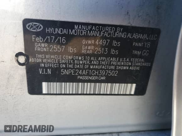 2016 Hyundai Sonata 2.4L z VIN 5NPE24AF1GH397502, wystawiony jako Copart lot #90716755 z przebiegiem 179 720 mil mil oraz Czysty tytuł • Clean title. Historia ofert i sprzedaży dostępna na DreamBid. Obrazek 12.