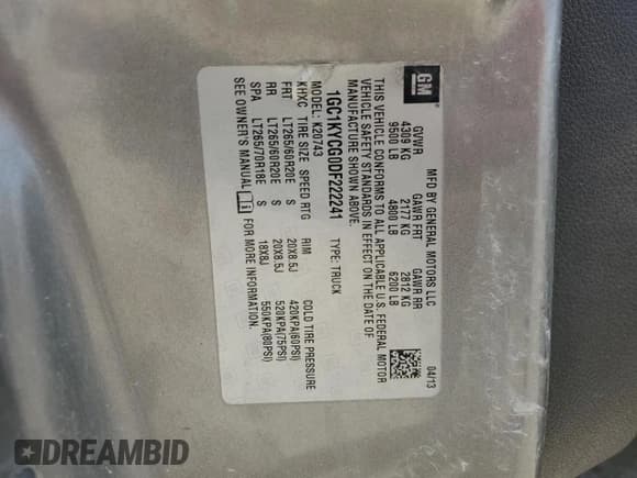 ✅ 2013 Chevrolet Silverado 2500HD LTZ • VIN: 1GC1KYCG0DF222241 • Lot: 62999205. Listed on Copart with 361,533 mi. Free auction sales archive from the USA and detailed vehicle history report at DreamBid. Image 12.