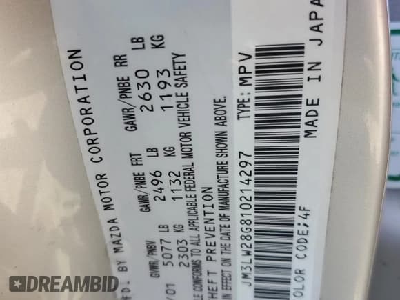 ✅ 2001 Mazda MPV DX • VIN: JM3LW28G810214297 • Lot: 59667415. Wystawiony na Copart z przebiegiem 124 708 mil. Bezpłatny archiwum sprzedaży aukcyjnych z USA i szczegółowy raport historii pojazdu na DreamBid. Zdjęcie 13.