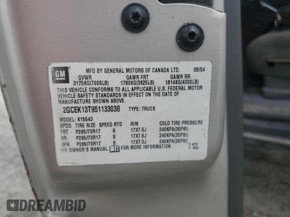 ✅ 2005 Chevrolet Silverado 1500 Z71 • VIN: 2GCEK13T951133038 • Лот: 71700034. Опубликован ранее на Copart с пробегом 301 147 миль. Бесплатный доступ к архиву аукционных продаж из США и подробный отчёт об истории автомобиля на DreamBid. Изображение 12.