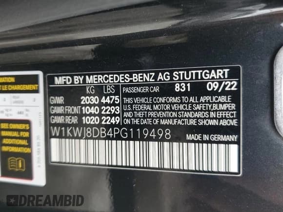 ✅ 2023 Mercedes-Benz C 300 • VIN: W1KWJ8DB4PG119498 • Lot: 84431445. Wystawiony na Copart z przebiegiem 35 691 mil. Bezpłatny archiwum sprzedaży aukcyjnych z USA i szczegółowy raport historii pojazdu na DreamBid. Zdjęcie 12.