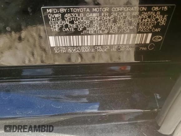 ✅ 2015 Lexus GS 350 • VIN: JTHBE1BL4FA017134 • Лот: 93220115. Опубликован ранее на Copart с пробегом Не указан. Бесплатный доступ к архиву аукционных продаж из США и подробный отчёт об истории автомобиля на DreamBid. Изображение 12.