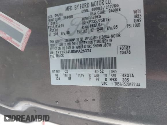 ✅ 2005 Ford Ranger XL • VIN: 1FTYR14U85PA26324 • Lot: 42572235. Wystawiony na IAAI z przebiegiem Nie podano. Bezpłatny archiwum sprzedaży aukcyjnych z USA i szczegółowy raport historii pojazdu na DreamBid. Zdjęcie 9.