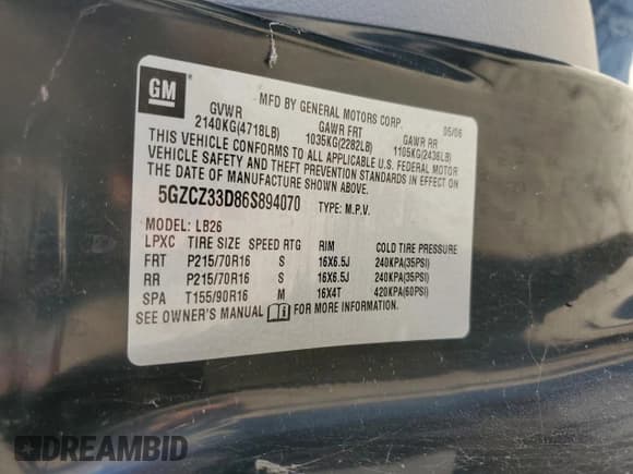 ✅ 2006 Saturn VUE • VIN: 5GZCZ33D86S894070 • Lot: 78765603. Wystawiony na Copart z przebiegiem 67 169 mil. Bezpłatny archiwum sprzedaży aukcyjnych z USA i szczegółowy raport historii pojazdu na DreamBid. Zdjęcie 13.