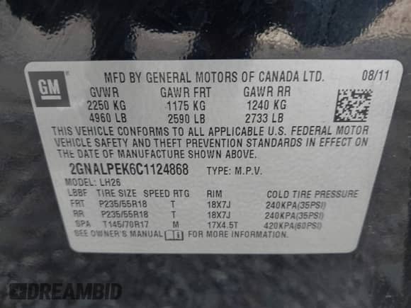 2012 Chevrolet Equinox 2LT с VIN 2GNALPEK6C1124868, выставлен на аукционе IAAI как лот 43545729 с пробегом 110 604 миль миль и . История ставок и продаж доступна на DreamBid. Изображение 9.