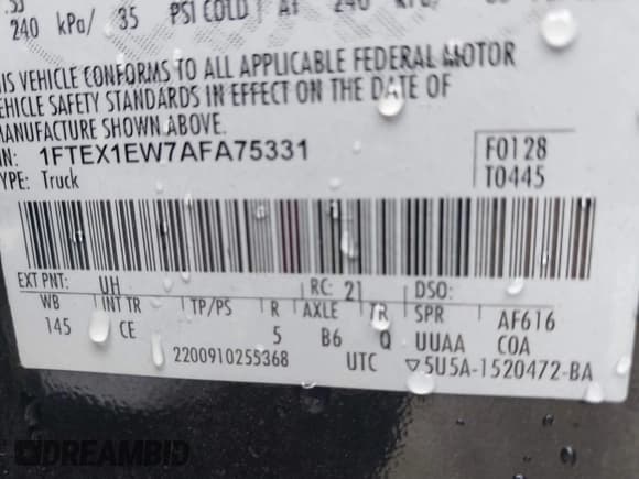 ✅ 2010 Ford F-150 XL • VIN: 1FTEX1EW7AFA75331 • Lot: 42226258. Listed on IAAI with 203,234 mi. Free auction sales archive from the USA and detailed vehicle history report at DreamBid. Image 9.