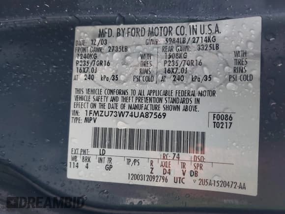 ✅ 2004 Ford Explorer XLT • VIN: 1FMZU73W74UA87569 • Lot: 41648204. Wystawiony na IAAI z przebiegiem 194 422 mil. Bezpłatny archiwum sprzedaży aukcyjnych z USA i szczegółowy raport historii pojazdu na DreamBid. Zdjęcie 9.