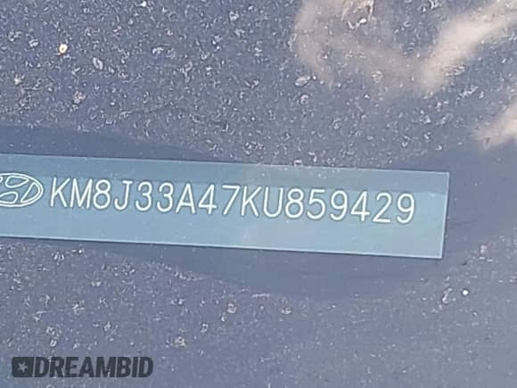 2019 Hyundai Tucson Value with VIN KM8J33A47KU859429, listed as a IAAI auction lot 42781699 with 59,755 mi miles and . Bid and sale history available at DreamBid. Image 9.
