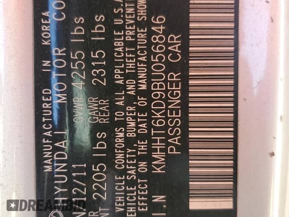 2011 Hyundai Genesis Coupe Premium с VIN KMHHT6KD9BU056846, выставлен на аукционе Copart как лот 74300434 с пробегом Не указан миль и Списание • Salvage title. История ставок и продаж доступна на DreamBid. Изображение 14.