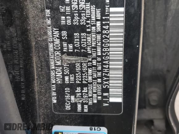 ✅ 2011 Hyundai Santa Fe SE • VIN: 5XYZH4AG5BG028411 • Lot: 92427205. Wystawiony na Copart z przebiegiem 184 175 mil. Bezpłatny archiwum sprzedaży aukcyjnych z USA i szczegółowy raport historii pojazdu na DreamBid. Zdjęcie 12.