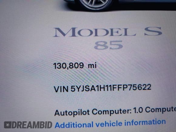 ✅ 2015 Tesla Model S 85 • VIN: 5YJSA1H11FFP75622 • Лот: 43787848. Опубликован ранее на IAAI с пробегом 130 809 миль. Бесплатный доступ к архиву аукционных продаж из США и подробный отчёт об истории автомобиля на DreamBid. Изображение 15.