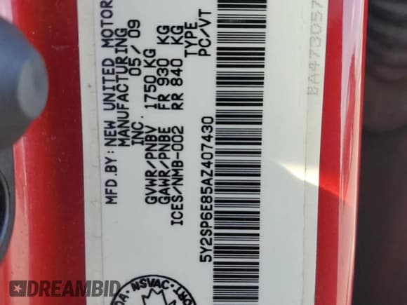 ✅ 2010 Pontiac Vibe 1SA • VIN: 5Y2SP6E85AZ407430 • Лот: 70361355. Опубликован ранее на Copart с пробегом 210 191 миль. Бесплатный доступ к архиву аукционных продаж из США и подробный отчёт об истории автомобиля на DreamBid. Изображение 13.