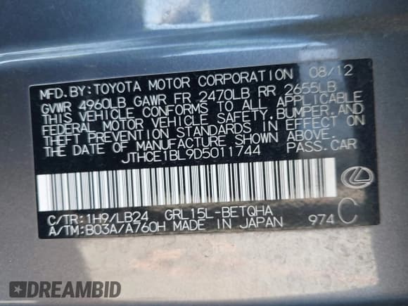 ✅ 2013 Lexus GS 350 • VIN: JTHCE1BL9D5011744 • Lot: 43669453. Wystawiony na IAAI z przebiegiem 79 195 mil. Bezpłatny archiwum sprzedaży aukcyjnych z USA i szczegółowy raport historii pojazdu na DreamBid. Zdjęcie 9.