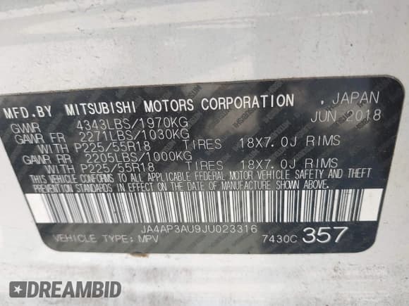 ✅ 2018 Mitsubishi Outlander ES • VIN: JA4AP3AU9JU023316 • Lot: 42496213. Listed on IAAI with 24,772 mi. Free auction sales archive from the USA and detailed vehicle history report at DreamBid. Image 9.