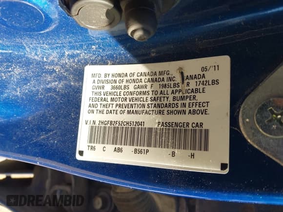 ✅ 2012 Honda Civic LX • VIN: 2HGFB2F52CH512041 • Lot: 43562150. Wystawiony na IAAI z przebiegiem 229 010 mil. Bezpłatny archiwum sprzedaży aukcyjnych z USA i szczegółowy raport historii pojazdu na DreamBid. Zdjęcie 9.