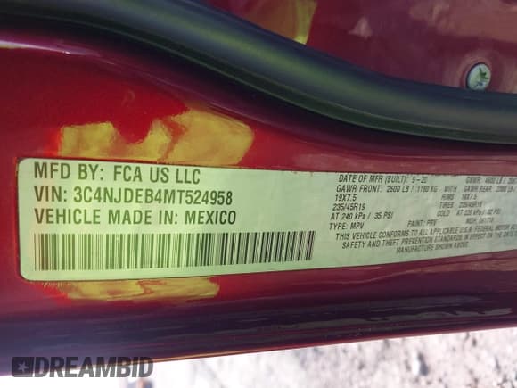 ✅ 2021 Jeep Compass 80th Anniversary • VIN: 3C4NJDEB4MT524958 • Lot: 43605578. Listed on IAAI with 85,129 mi. Free auction sales archive from the USA and detailed vehicle history report at DreamBid. Image 9.