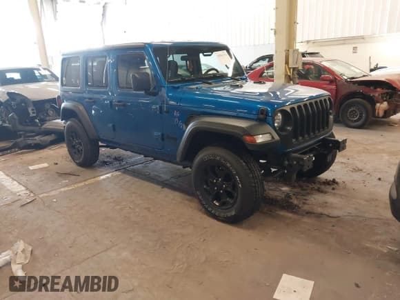 ✅ 2021 Jeep Wrangler Unlimited Sport S • VIN: 1C4HJXDG9MW797013 • Lot: 41966754. Listed on IAAI with 53,583 mi. Free auction sales archive from the USA and detailed vehicle history report at DreamBid. Image 1.