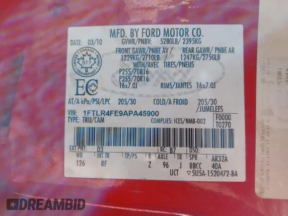 ✅ 2010 Ford Ranger XLT • VIN: 1FTLR4FE9APA45900 • Lot: 42749171. Listed on IAAI with 86,281 mi. Free auction sales archive from the USA and detailed vehicle history report at DreamBid. Image 9.