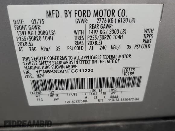 ✅ 2015 Ford Explorer XLT • VIN: 1FM5K8D81FGC11220 • Lot: 93568255. Listed on Copart with 170,795 mi. Free auction sales archive from the USA and detailed vehicle history report at DreamBid. Image 13.