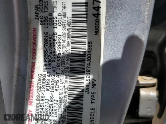 ✅ 2004 Mitsubishi Montero Sport LS • VIN: JA4LS21R74J004265 • Lot: 63756835. Wystawiony na Copart z przebiegiem 161 159 mil. Bezpłatny archiwum sprzedaży aukcyjnych z USA i szczegółowy raport historii pojazdu na DreamBid. Zdjęcie 13.