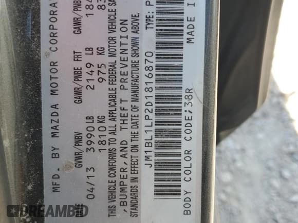 ✅ 2013 Mazda 3 i Touring • VIN: JM1BL1LP2D1816870 • Лот: 66052155. Опубликован ранее на Copart с пробегом 119 581 миль. Бесплатный доступ к архиву аукционных продаж из США и подробный отчёт об истории автомобиля на DreamBid. Изображение 13.