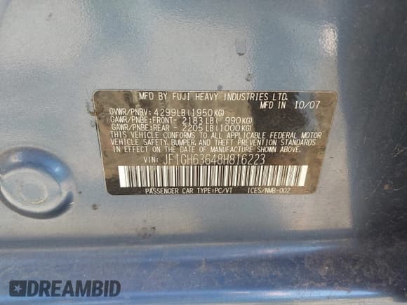 ✅ 2008 Subaru Impreza Outback Special Sports • VIN: JF1GH63648H816223 • Лот: 43711866. Опубликован ранее на IAAI с пробегом 215 316 миль. Бесплатный доступ к архиву аукционных продаж из США и подробный отчёт об истории автомобиля на DreamBid. Изображение 9.