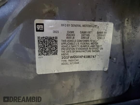 ✅ 2023 Chevrolet Bolt EV 1LT • VIN: 1G1FW6S0XP4186747 • Lot: 50262455. Wystawiony na Copart z przebiegiem 30 207 mil. Bezpłatny archiwum sprzedaży aukcyjnych z USA i szczegółowy raport historii pojazdu na DreamBid. Zdjęcie 12.