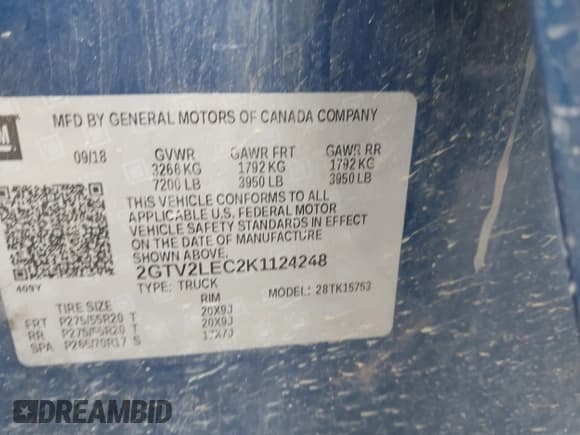 ✅ 2019 GMC Sierra 1500 • VIN: 2GTV2LEC2K1124248 • Лот: 42358524. Опубликован ранее на IAAI с пробегом 104 972 миль. Бесплатный доступ к архиву аукционных продаж из США и подробный отчёт об истории автомобиля на DreamBid. Изображение 9.