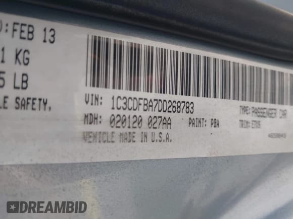 ✅ 2013 Dodge Dart SXT • VIN: 1C3CDFBA7DD268783 • Lot: 42523038. Listed on IAAI with 127,081 mi. Free auction sales archive from the USA and detailed vehicle history report at DreamBid. Image 9.