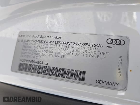 ✅ 2018 Audi RS 5 • VIN: WUAPWAF55JA903152 • Lot: 42193996. Listed on IAAI with 95,730 mi. Free auction sales archive from the USA and detailed vehicle history report at DreamBid. Image 9.