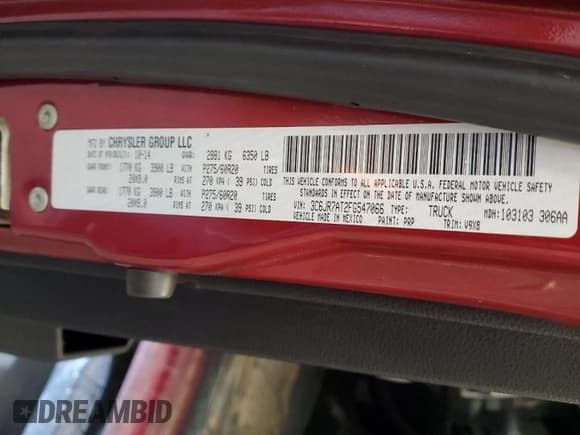 ✅ 2015 Ram 1500 Tradesman • VIN: 3C6JR7AT2FG547066 • Lot: 49626115. Wystawiony na Copart z przebiegiem 210 793 mil. Bezpłatny archiwum sprzedaży aukcyjnych z USA i szczegółowy raport historii pojazdu na DreamBid. Zdjęcie 12.