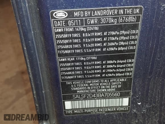 ✅ 2011 Land Rover Range Rover Sport HSE • VIN: SALSF2D43BA705560 • Lot: 43855234. Listed on IAAI with 160,528 mi. Free auction sales archive from the USA and detailed vehicle history report at DreamBid. Image 9.