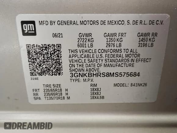 ✅ 2021 Chevrolet Blazer LT • VIN: 3GNKBHRS8MS575684 • Lot: 86534045. Listed on Copart with 98,631 mi. Free auction sales archive from the USA and detailed vehicle history report at DreamBid. Image 14.